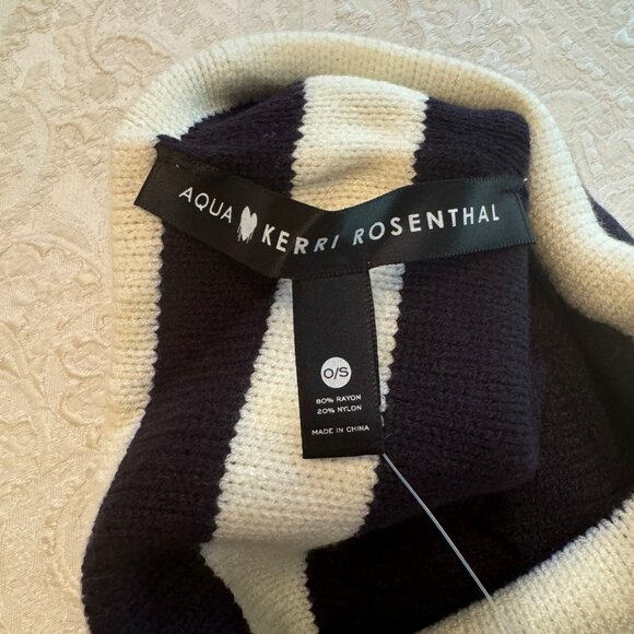 Striped Black and White Knit Hat with Pink Heart Patch - Picture 3 of 4